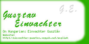 gusztav einvachter business card